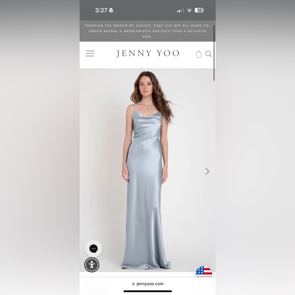 Jenny Yoo bridesmaid dress - Sylvie style in luxe satin & whisper blue